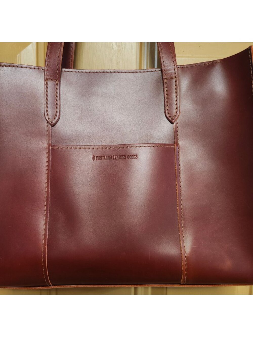Portland Leather Lola East West Tote Cowboy Sunset Zip Crossbody Strap Smooth